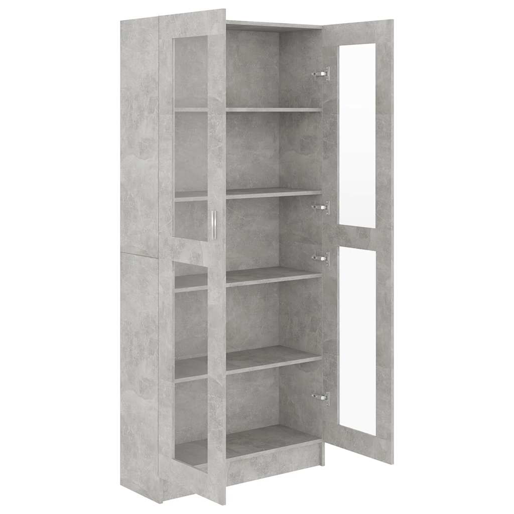 vidaXL Dulap cu vitrină, gri beton, 82,5x30,5x185,5 cm, lemn prelucrat vidaXL Dulap cu vitrină, gri beton, 82,5x30,5x185,5 cm, lemn prelucrat