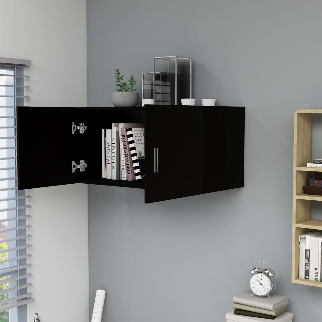 vidaXL Dulap montat pe perete, negru, 80x39x40 cm, lemn prelucrat
