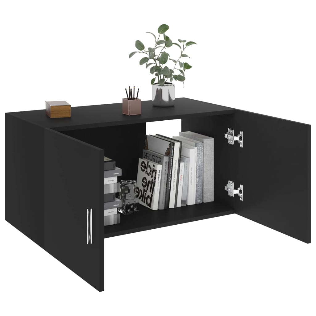 vidaXL Dulap montat pe perete, negru, 80x39x40 cm, lemn prelucrat