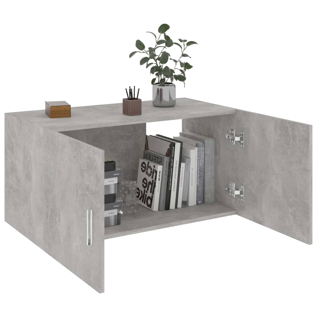 vidaXL Dulap montat pe perete, gri beton, 80x39x40 cm, lemn prelucrat