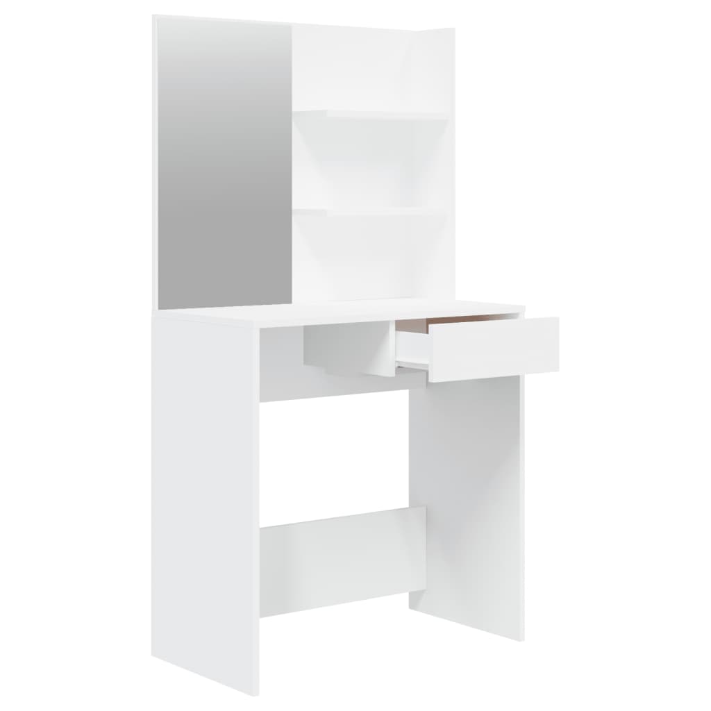 vidaXL Masă de toaletă cu oglindă, alb, 74,5x40x141 cm vidaXL Masă de toaletă cu oglindă, alb, 74,5x40x141 cm