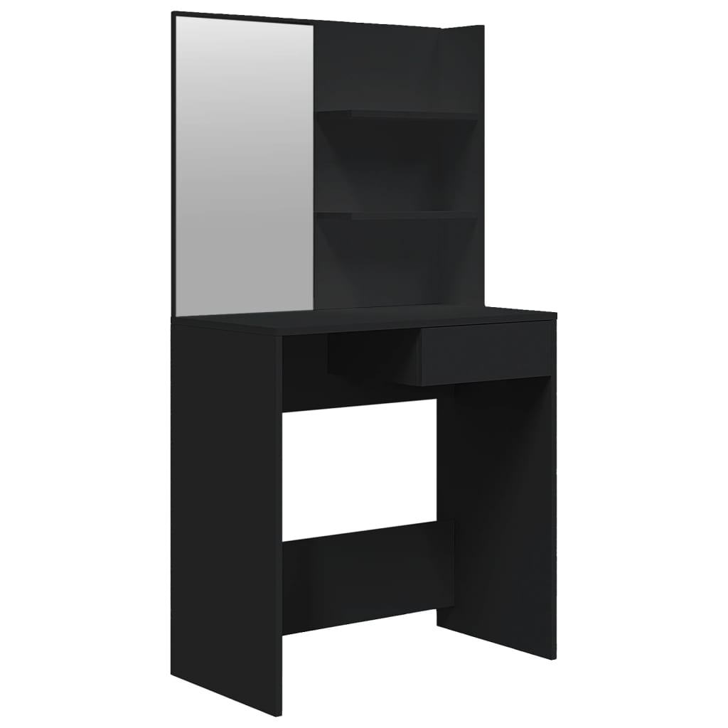 vidaXL Masă de toaletă cu oglindă, negru, 74,5x40x141 cm vidaXL Masă de toaletă cu oglindă, negru, 74,5x40x141 cm