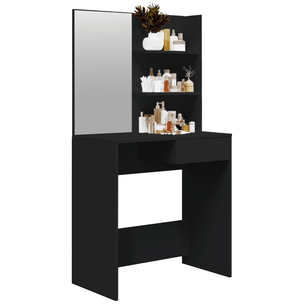 vidaXL Masă de toaletă cu oglindă, negru, 74,5x40x141 cm vidaXL Masă de toaletă cu oglindă, negru, 74,5x40x141 cm