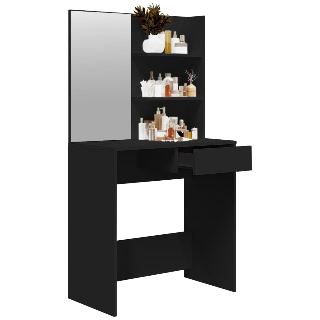 vidaXL Masă de toaletă cu oglindă, negru, 74,5x40x141 cm vidaXL Masă de toaletă cu oglindă, negru, 74,5x40x141 cm