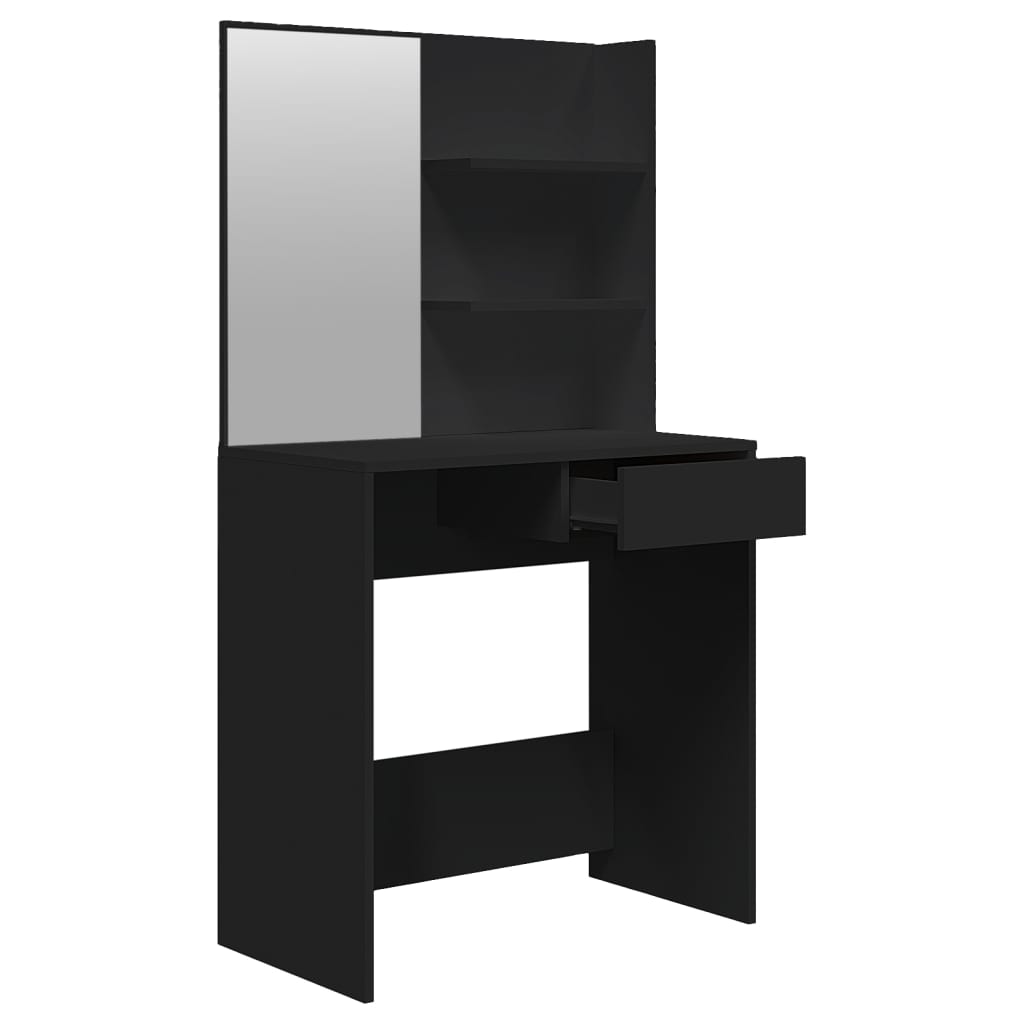 vidaXL Masă de toaletă cu oglindă, negru, 74,5x40x141 cm vidaXL Masă de toaletă cu oglindă, negru, 74,5x40x141 cm