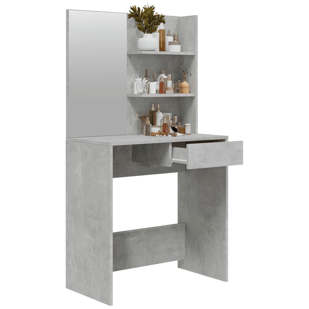 vidaXL Masă de toaletă cu oglindă, gri sonoma, 74,5x40x141 cm vidaXL Masă de toaletă cu oglindă, gri sonoma, 74,5x40x141 cm