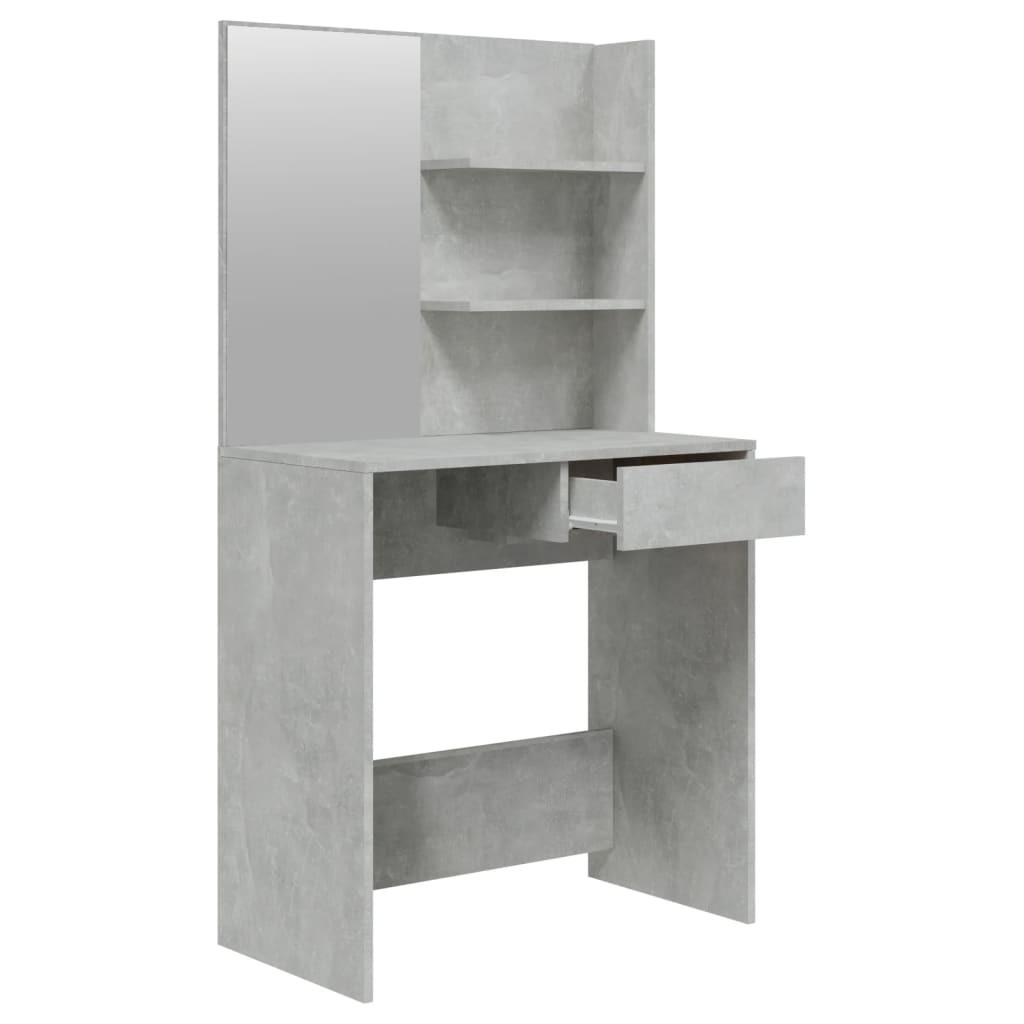 vidaXL Masă de toaletă cu oglindă, gri sonoma, 74,5x40x141 cm vidaXL Masă de toaletă cu oglindă, gri sonoma, 74,5x40x141 cm