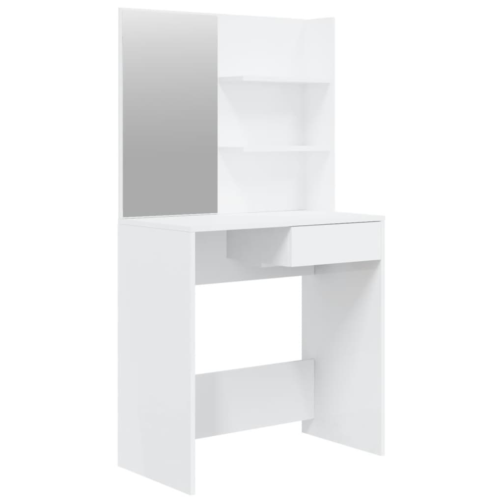 vidaXL Masă de toaletă cu oglindă, alb extralucios, 74,5x40x141 cm vidaXL Masă de toaletă cu oglindă, alb extralucios, 74,5x40x141 cm