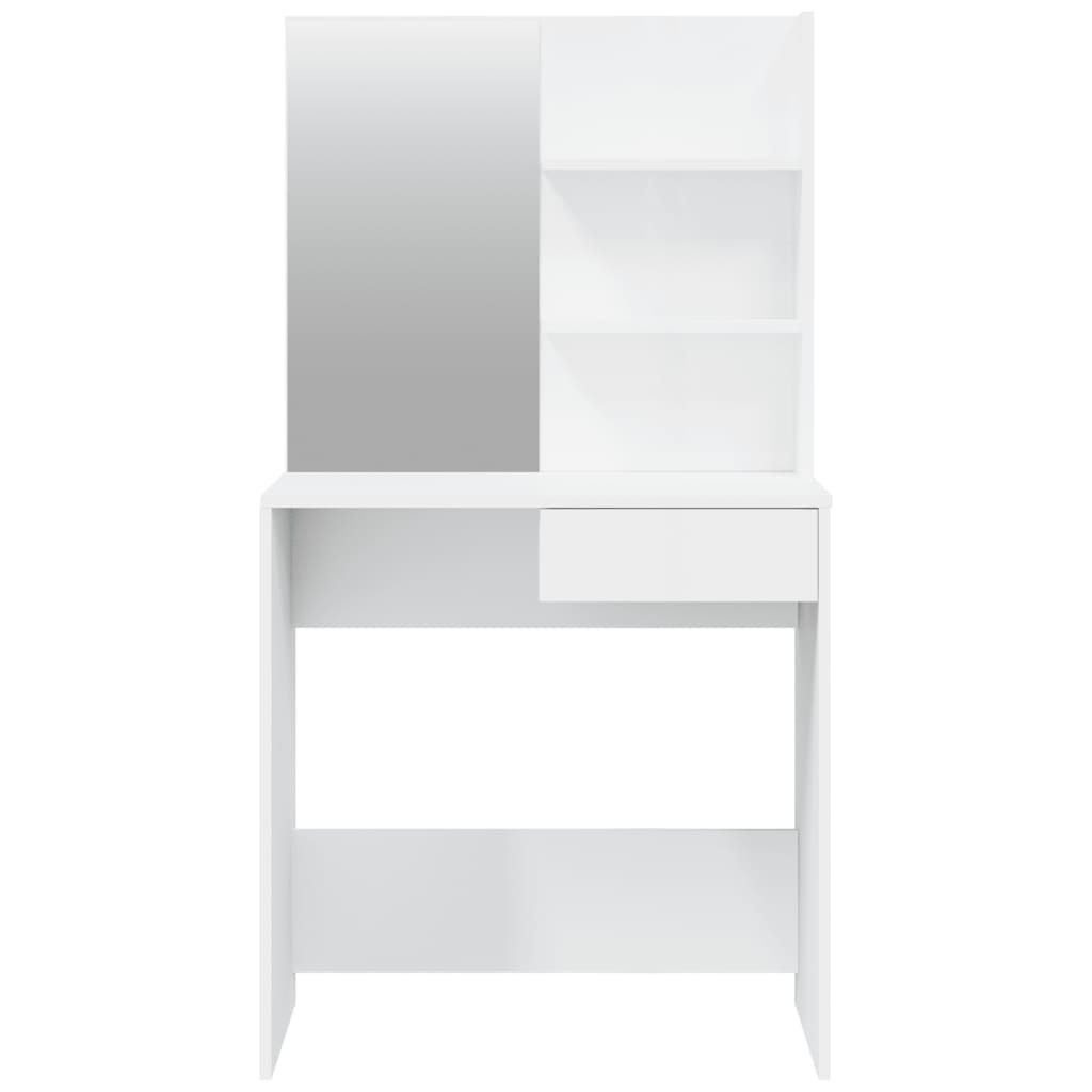 vidaXL Masă de toaletă cu oglindă, alb extralucios, 74,5x40x141 cm vidaXL Masă de toaletă cu oglindă, alb extralucios, 74,5x40x141 cm