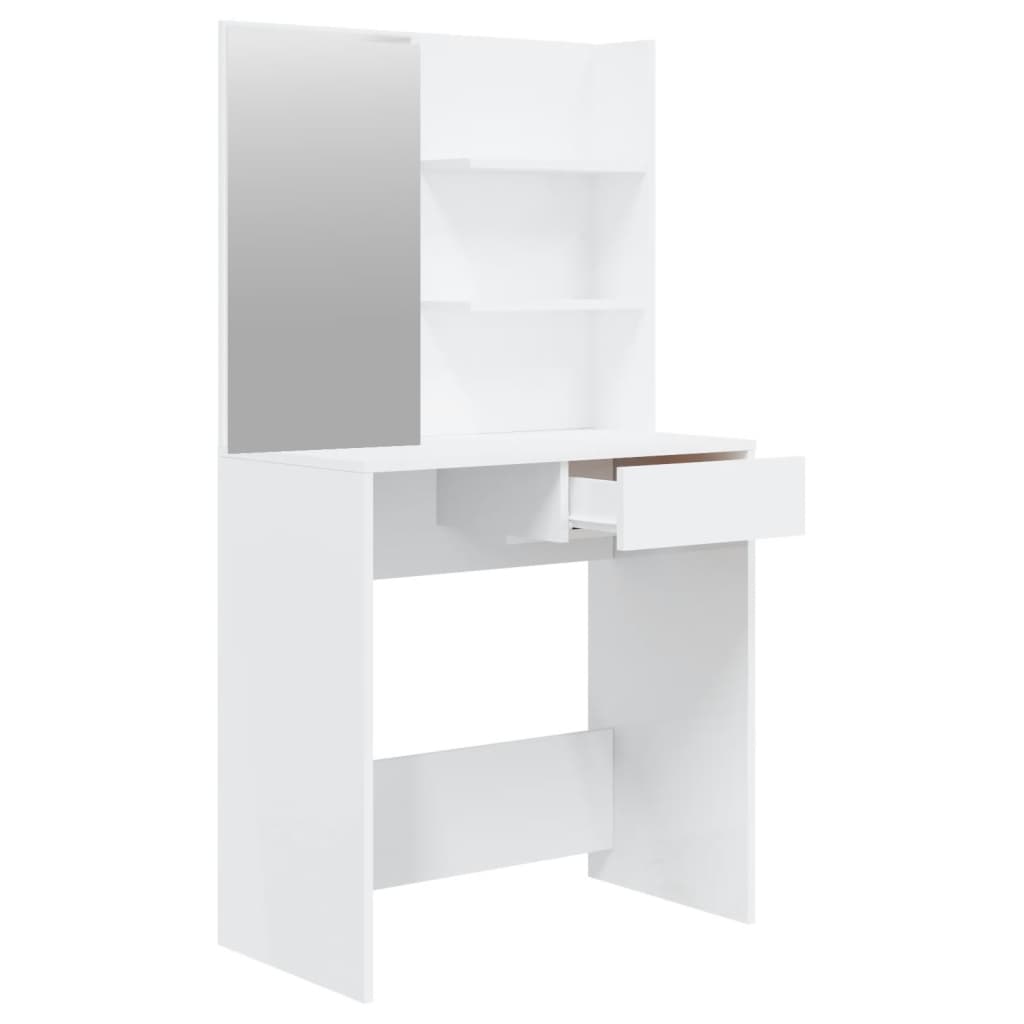 vidaXL Masă de toaletă cu oglindă, alb extralucios, 74,5x40x141 cm vidaXL Masă de toaletă cu oglindă, alb extralucios, 74,5x40x141 cm