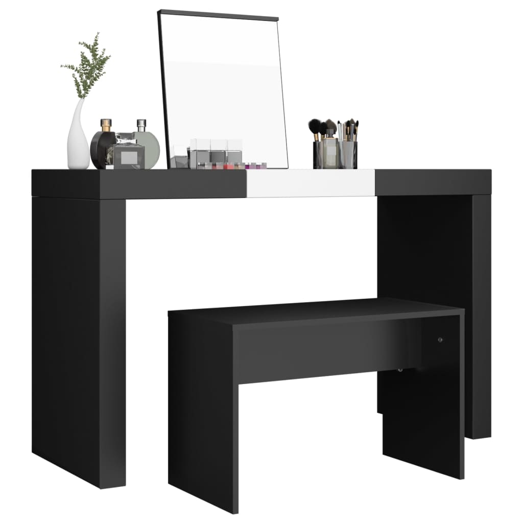 vidaXL Taburet de toaletă, negru, 70x35x45 cm, lemn prelucrat vidaXL Taburet de toaletă, negru, 70x35x45 cm, lemn prelucrat