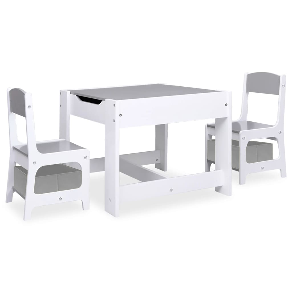 vidaXL Masă pentru copii, cu 2 scaune, alb, MDF vidaXL Masă pentru copii, cu 2 scaune, alb, MDF