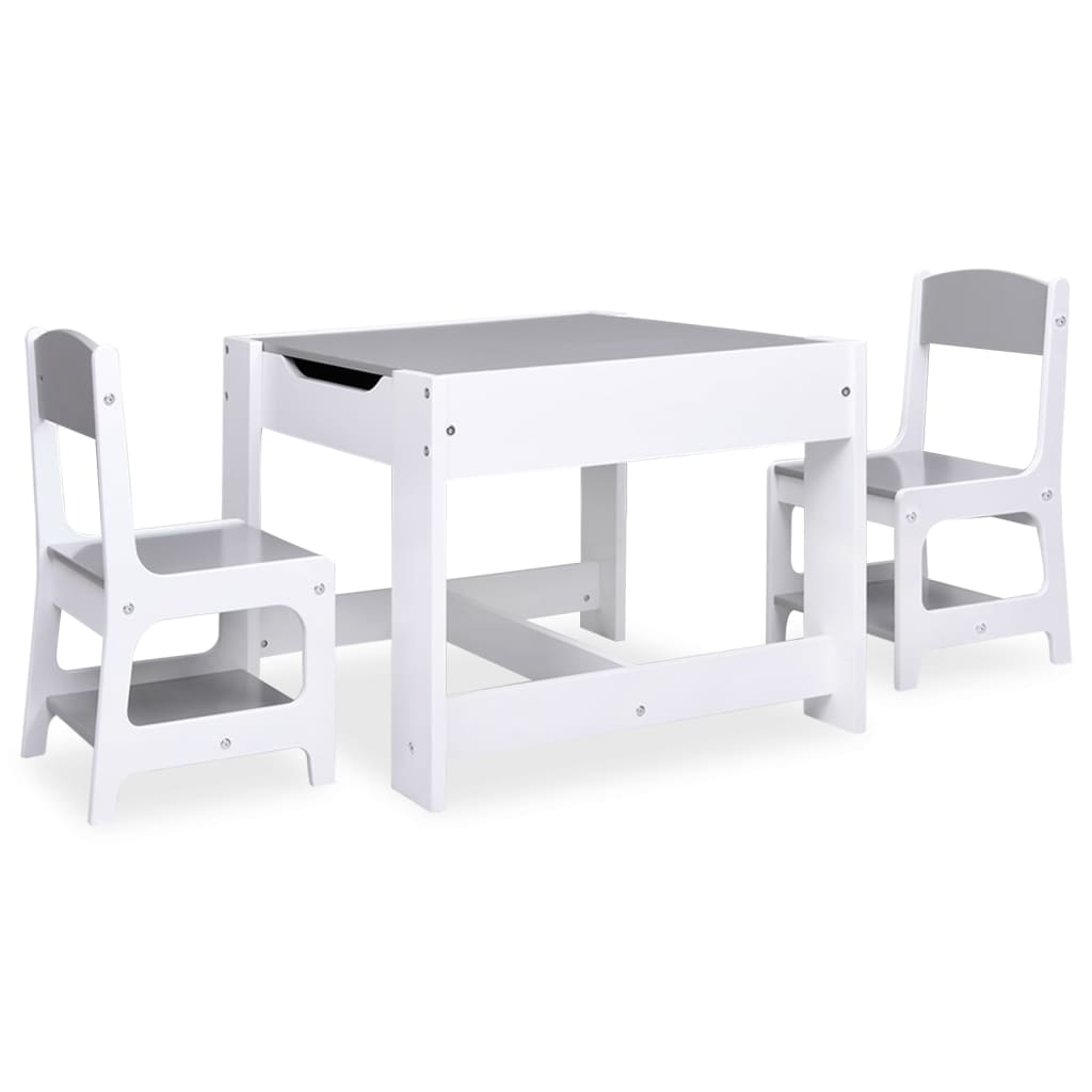 vidaXL Masă pentru copii, cu 2 scaune, alb, MDF vidaXL Masă pentru copii, cu 2 scaune, alb, MDF