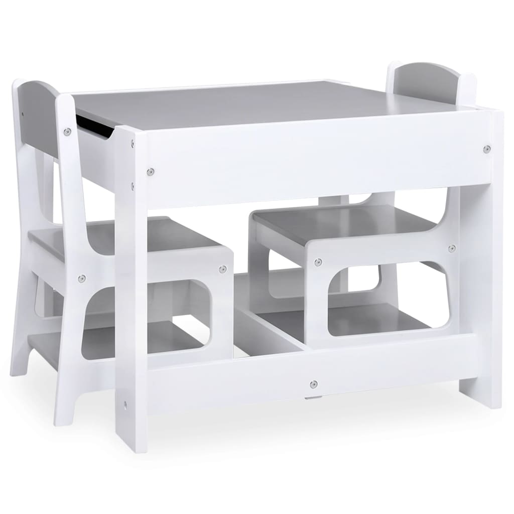 vidaXL Masă pentru copii, cu 2 scaune, alb, MDF vidaXL Masă pentru copii, cu 2 scaune, alb, MDF