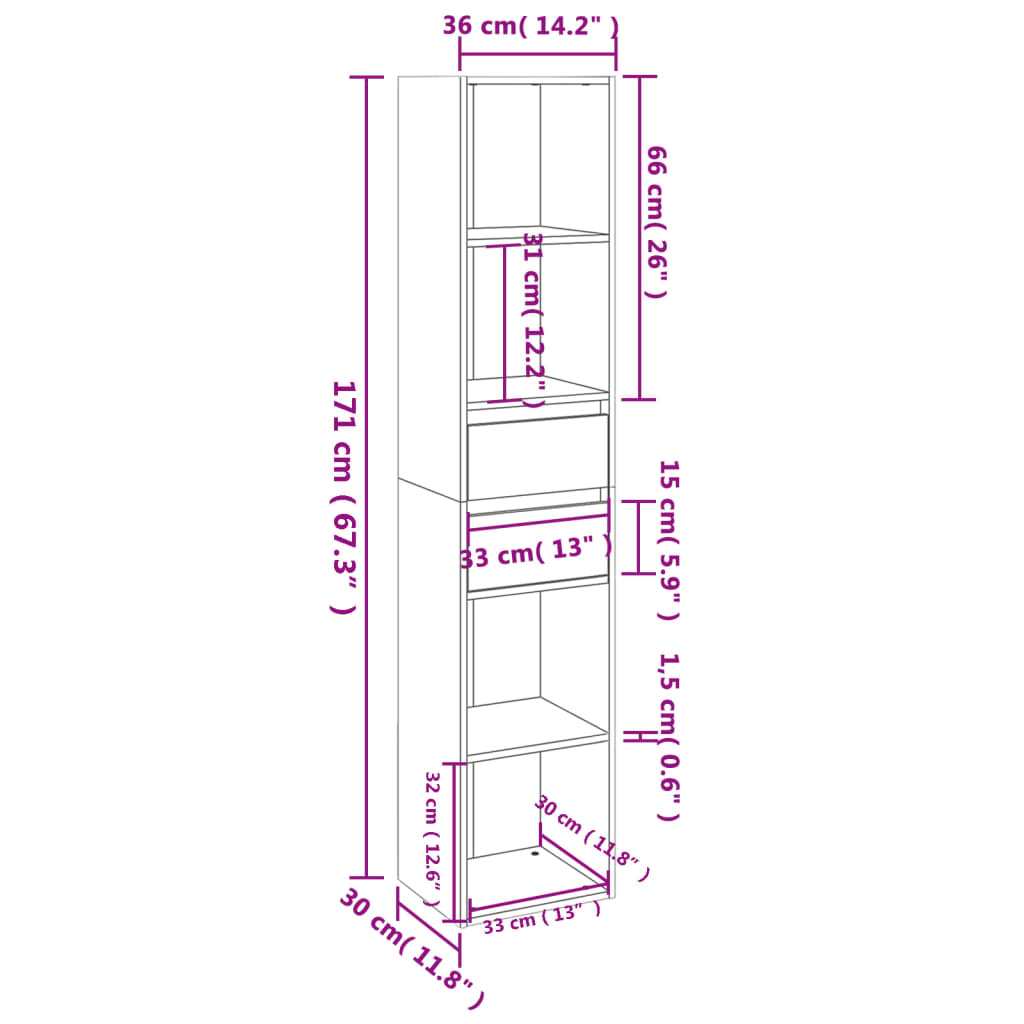 vidaXL Bibliotecă, stejar Sonoma, 36x30x171 cm, lemn prelucrat vidaXL Bibliotecă, stejar Sonoma, 36x30x171 cm, lemn prelucrat
