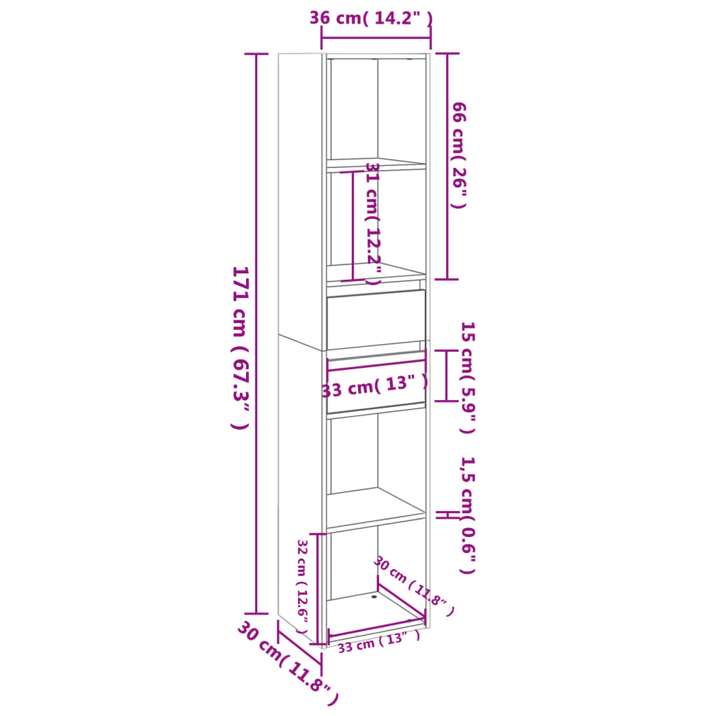 vidaXL Bibliotecă, gri beton, 36x30x171 cm, lemn prelucrat vidaXL Bibliotecă, gri beton, 36x30x171 cm, lemn prelucrat