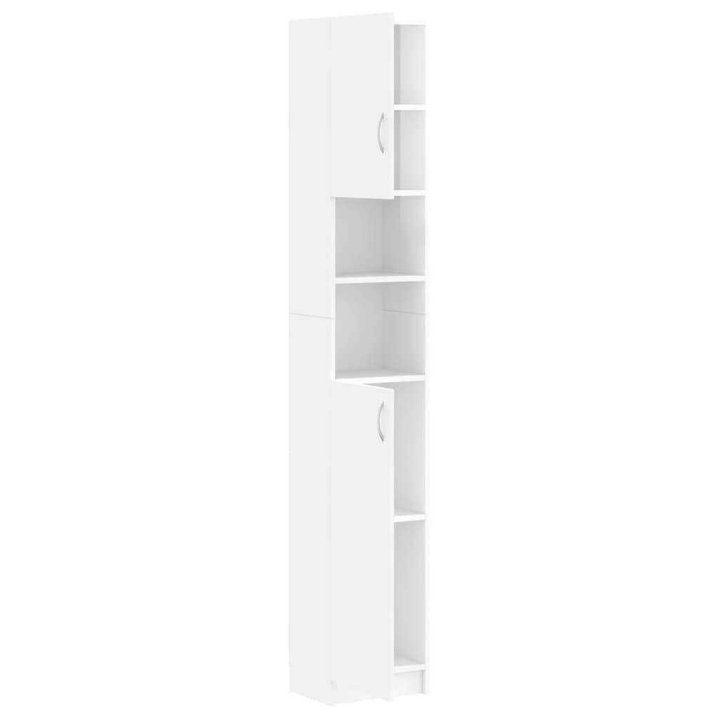 vidaXL Dulap de baie, alb extralucios, 32x25,5x190 cm, lemn prelucrat