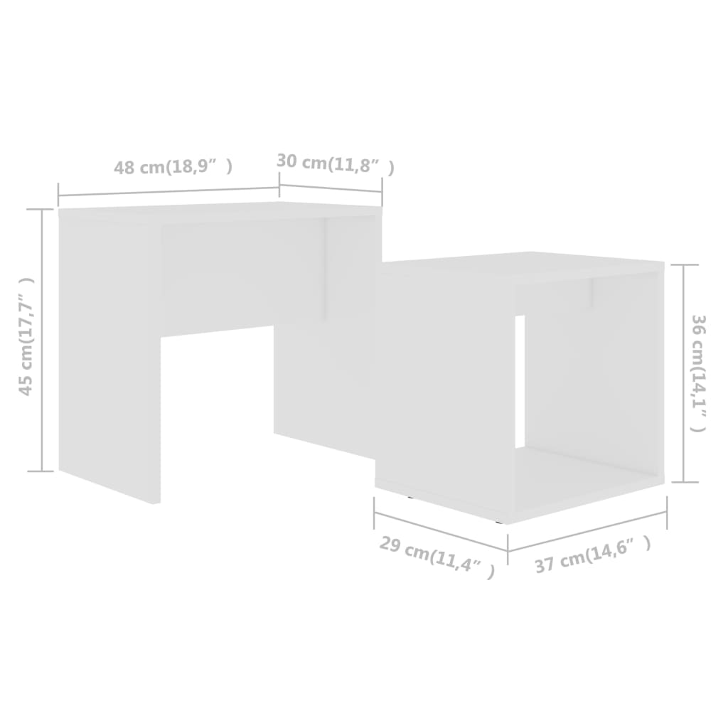 vidaXL Set măsuțe de cafea, alb, 48x30x45 cm, lemn prelucrat vidaXL Set măsuțe de cafea, alb, 48x30x45 cm, lemn prelucrat