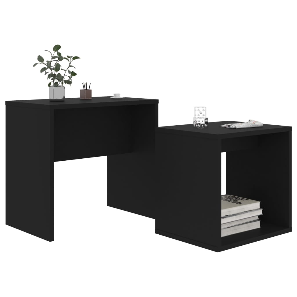 vidaXL Set măsuțe de cafea, negru, 48x30x45 cm, lemn prelucrat vidaXL Set măsuțe de cafea, negru, 48x30x45 cm, lemn prelucrat