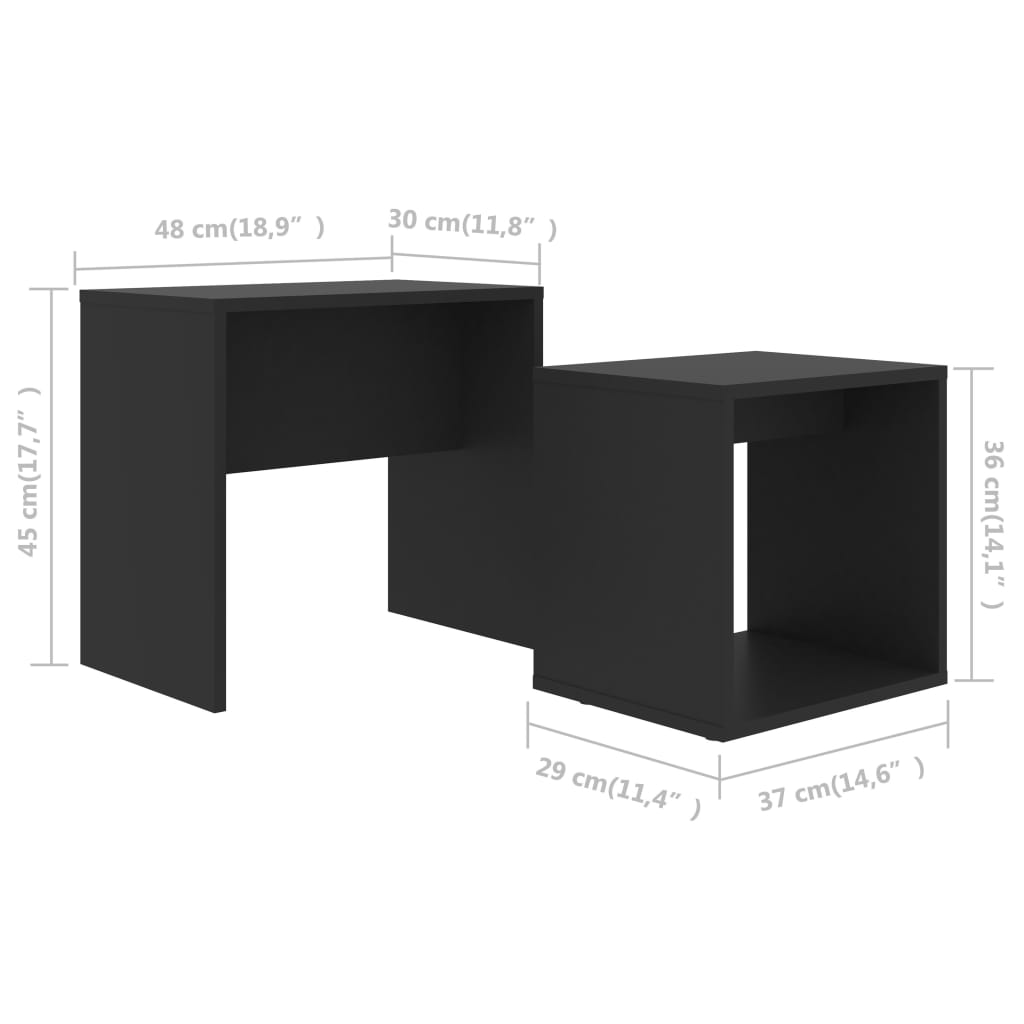 vidaXL Set măsuțe de cafea, negru, 48x30x45 cm, lemn prelucrat vidaXL Set măsuțe de cafea, negru, 48x30x45 cm, lemn prelucrat
