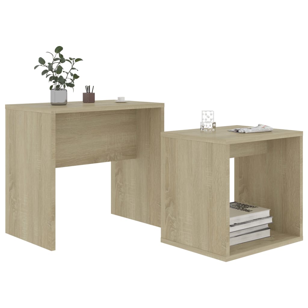 vidaXL Set măsuțe de cafea, stejar Sonoma, 48x30x45 cm, lemn prelucrat vidaXL Set măsuțe de cafea, stejar Sonoma, 48x30x45 cm, lemn prelucrat