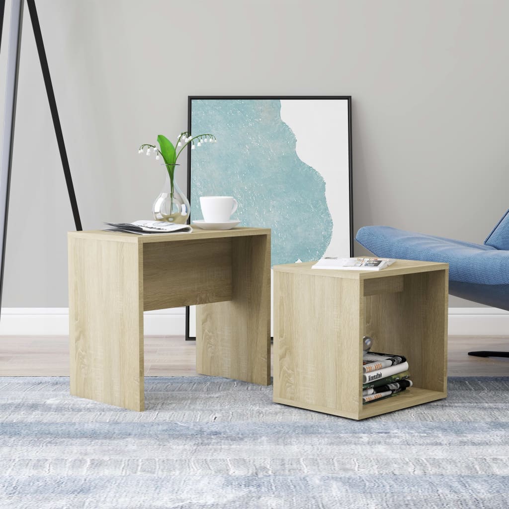 vidaXL Set măsuțe de cafea, stejar Sonoma, 48x30x45 cm, lemn prelucrat vidaXL Set măsuțe de cafea, stejar Sonoma, 48x30x45 cm, lemn prelucrat