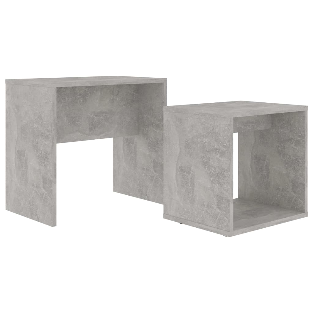 vidaXL Set măsuțe de cafea, gri beton, 48x30x45 cm, lemn prelucrat vidaXL Set măsuțe de cafea, gri beton, 48x30x45 cm, lemn prelucrat