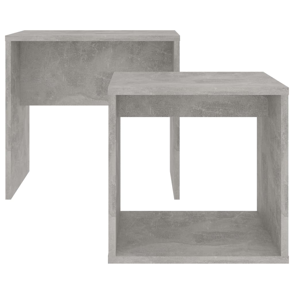 vidaXL Set măsuțe de cafea, gri beton, 48x30x45 cm, lemn prelucrat vidaXL Set măsuțe de cafea, gri beton, 48x30x45 cm, lemn prelucrat