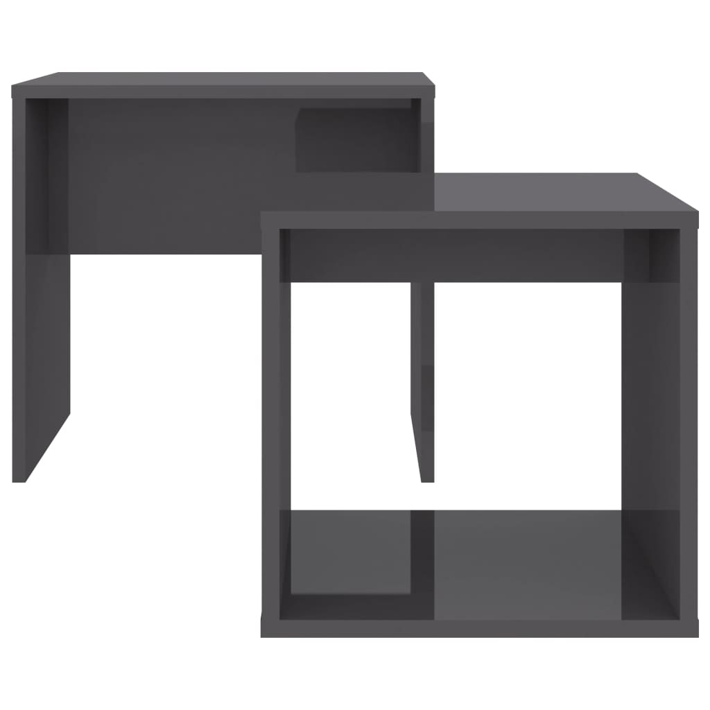 vidaXL Set măsuțe de cafea gri extralucios 48x30x45 cm lemn prelucrat vidaXL Set măsuțe de cafea gri extralucios 48x30x45 cm lemn prelucrat
