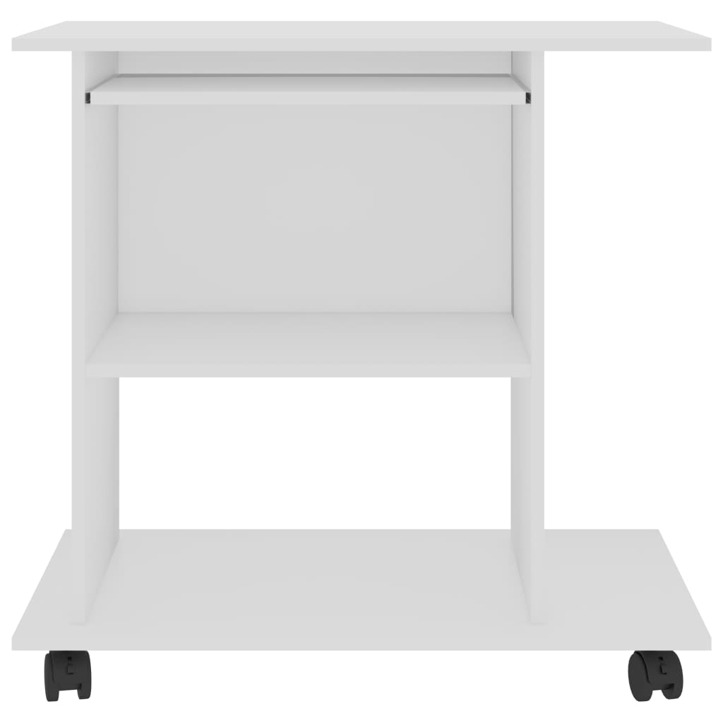 vidaXL Birou de calculator, alb, 80x50x75 cm, lemn prelucrat