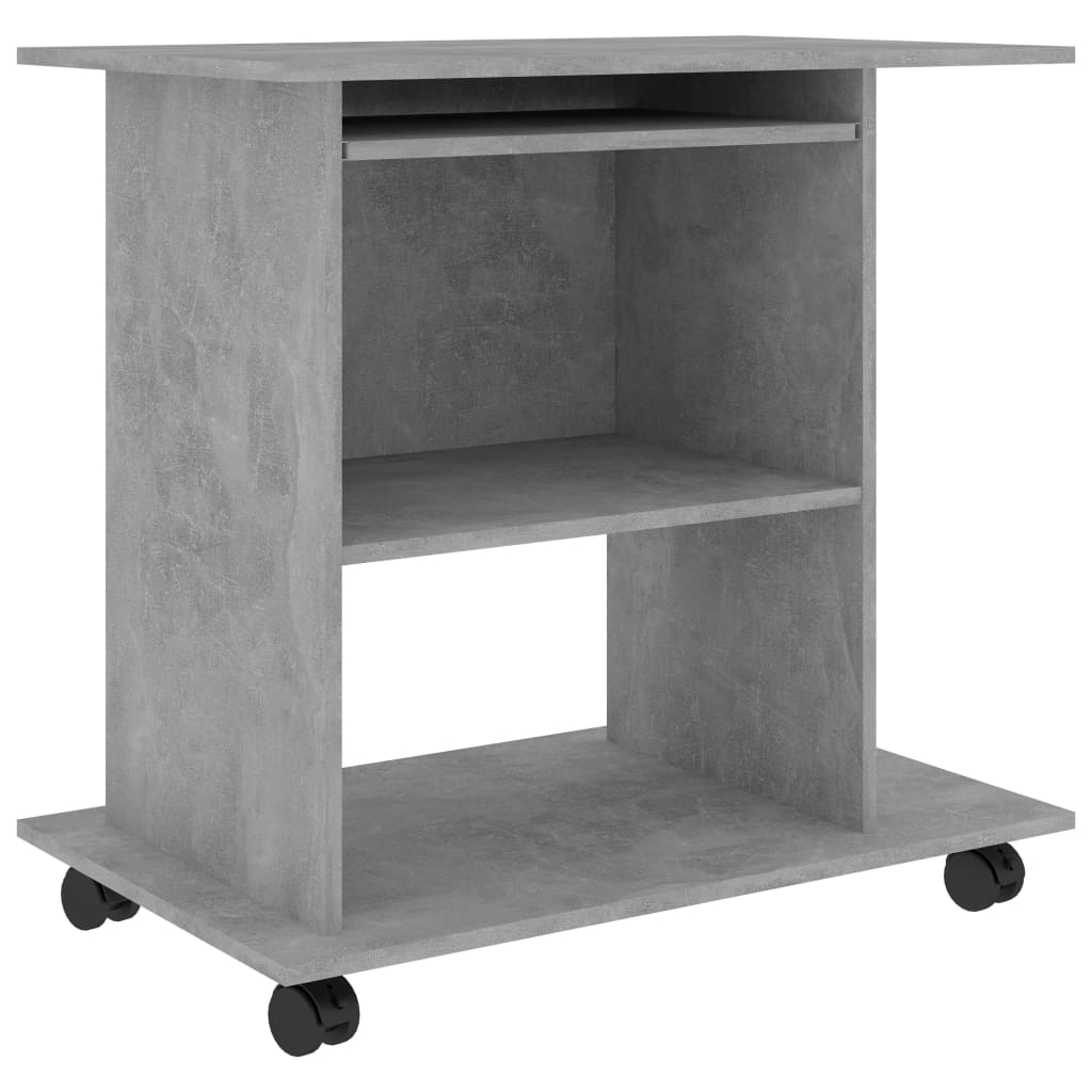 vidaXL Birou de calculator, gri beton, 80x50x75 cm, lemn prelucrat