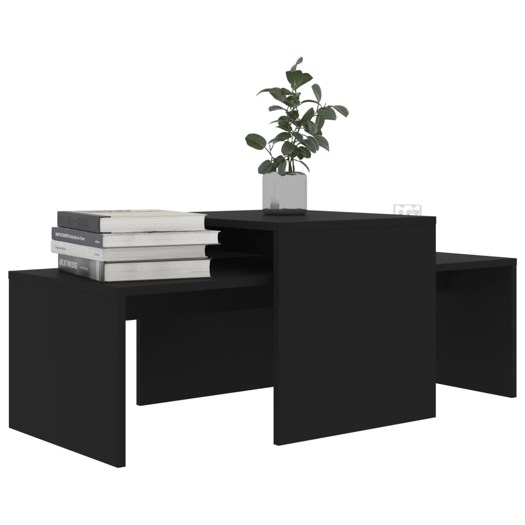vidaXL Set măsuțe de cafea, negru, 100x48x40 cm, lemn prelucrat