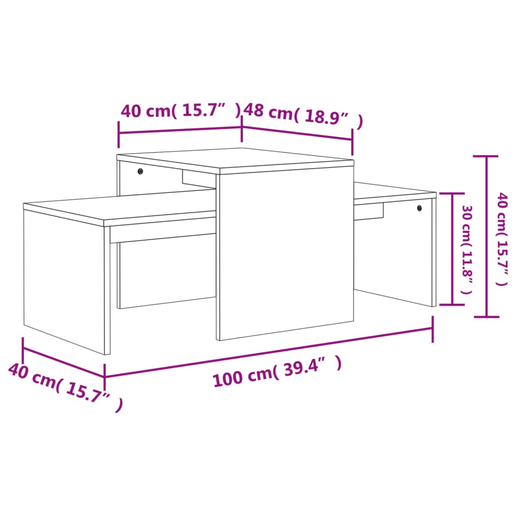 vidaXL Set măsuțe de cafea, gri beton, 100x48x40 cm, lemn prelucrat vidaXL Set măsuțe de cafea, gri beton, 100x48x40 cm, lemn prelucrat