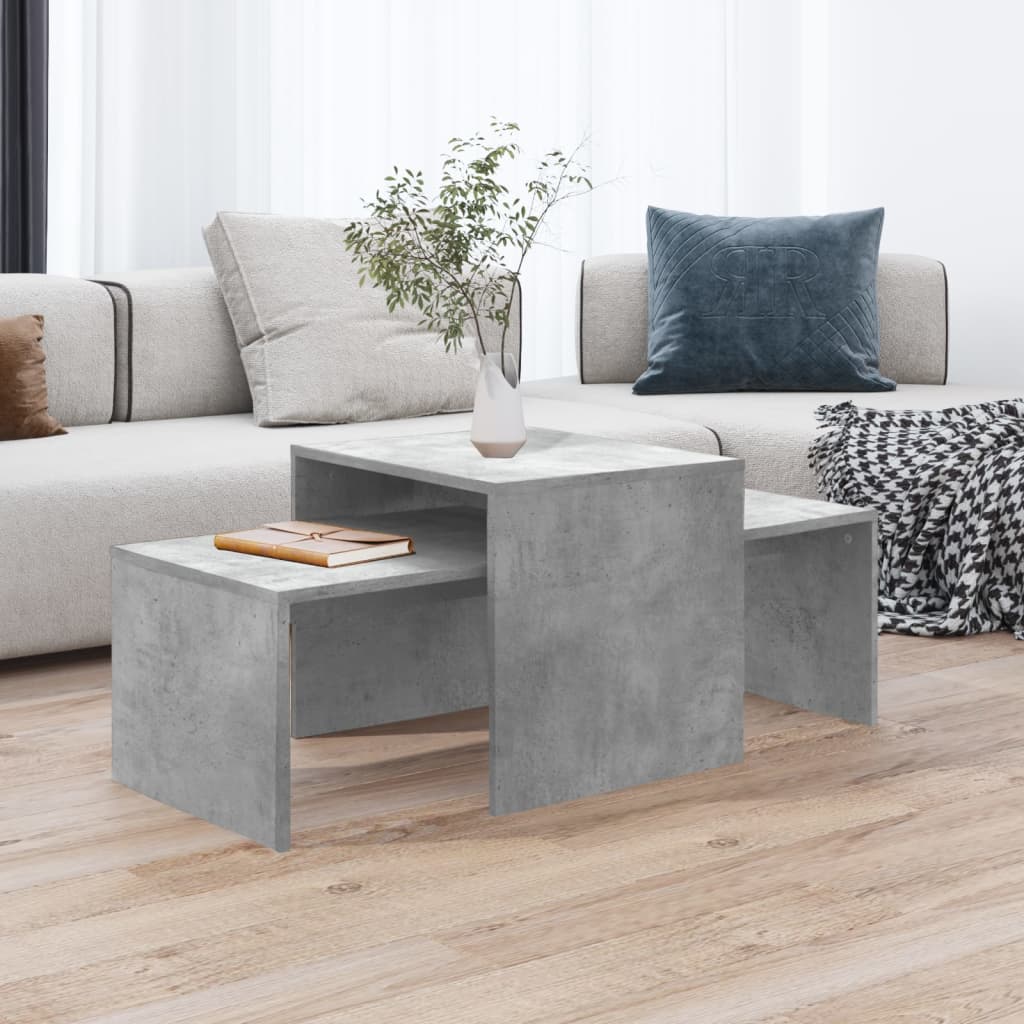 vidaXL Set măsuțe de cafea, gri beton, 100x48x40 cm, lemn prelucrat vidaXL Set măsuțe de cafea, gri beton, 100x48x40 cm, lemn prelucrat
