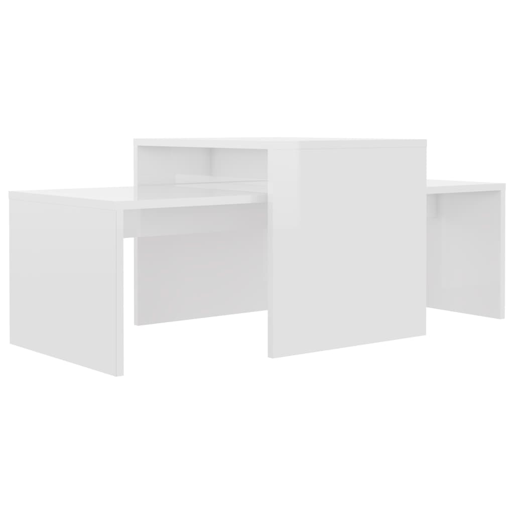 vidaXL Set măsuțe cafea, alb extralucios, 100x48x40 cm, lemn prelucrat