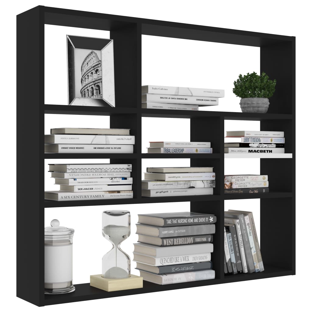 vidaXL Raft de perete, negru, 90x16x78 cm, lemn prelucrat vidaXL Raft de perete, negru, 90x16x78 cm, lemn prelucrat