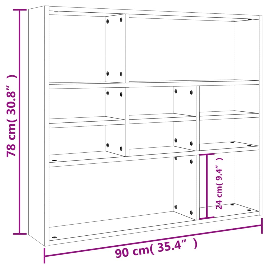 vidaXL Raft de perete, gri beton, 90 x 16 x 78 cm, lemn prelucrat