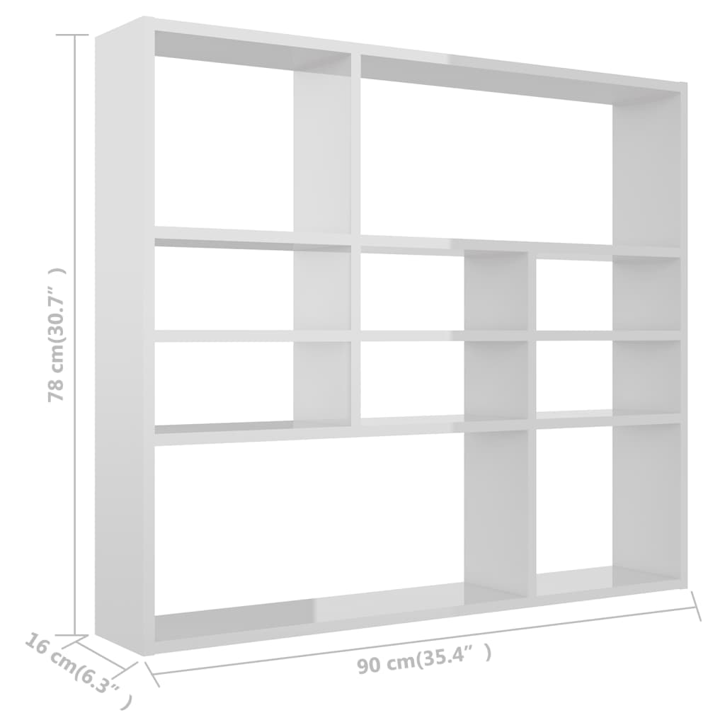 vidaXL Raft de perete, alb extralucios, 90x16x78 cm, lemn prelucrat vidaXL Raft de perete, alb extralucios, 90x16x78 cm, lemn prelucrat