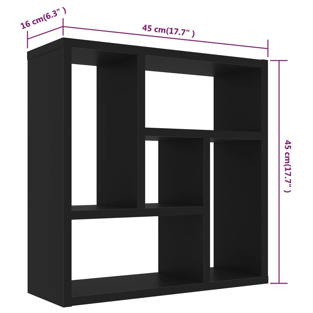 vidaXL Raft de perete, negru, 45,1 x 16 x 45,1 cm, lemn prelucrat vidaXL Raft de perete, negru, 45,1 x 16 x 45,1 cm, lemn prelucrat