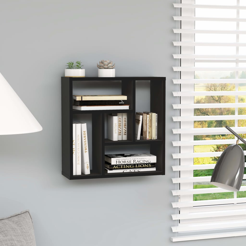 vidaXL Raft de perete, negru, 45,1 x 16 x 45,1 cm, lemn prelucrat vidaXL Raft de perete, negru, 45,1 x 16 x 45,1 cm, lemn prelucrat