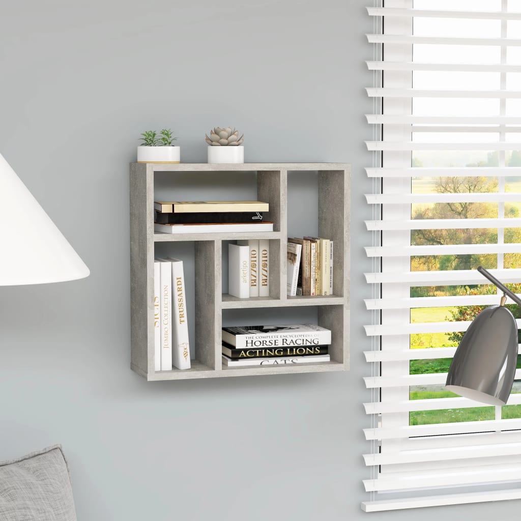 vidaXL Raft de perete, gri beton, 45,1x16x45,1 cm, lemn prelucrat