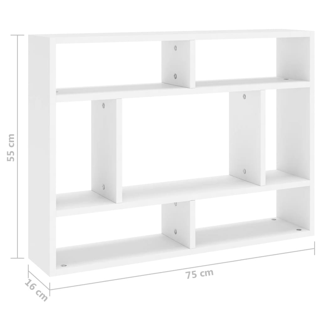 vidaXL Raft de perete, alb, 75x16x55 cm, lemn prelucrat vidaXL Raft de perete, alb, 75x16x55 cm, lemn prelucrat