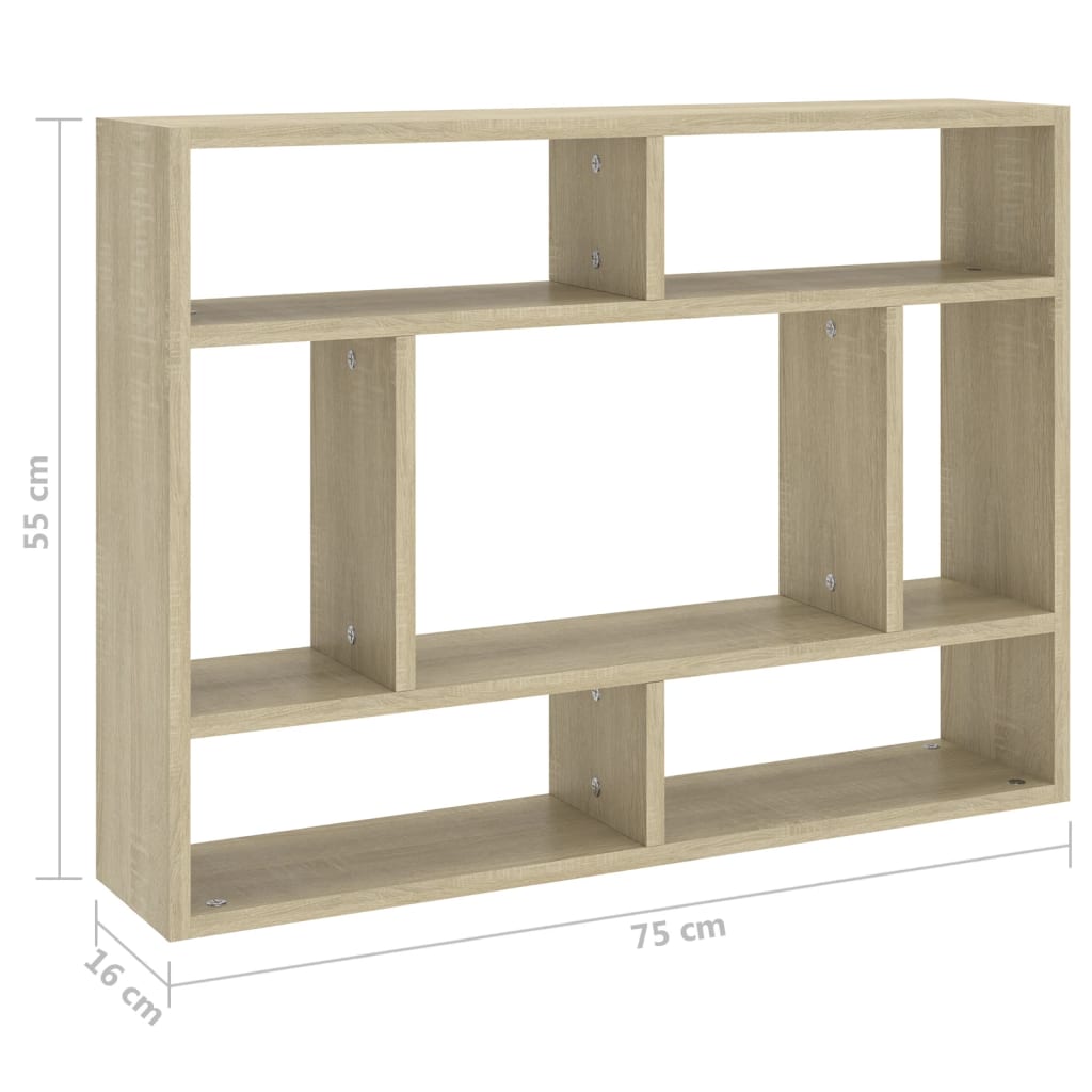 vidaXL Raft de perete, stejar Sonoma, 75x16x55 cm, lemn prelucrat vidaXL Raft de perete, stejar Sonoma, 75x16x55 cm, lemn prelucrat