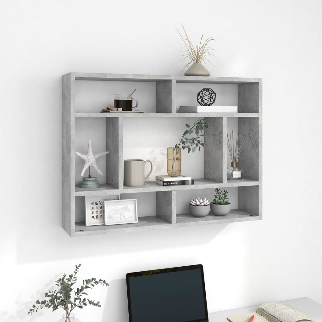 vidaXL Rafturi de perete, gri beton, 75x16x55 cm, lemn prelucrat vidaXL Rafturi de perete, gri beton, 75x16x55 cm, lemn prelucrat