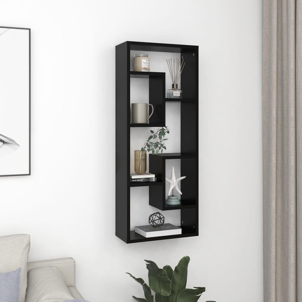 vidaXL Raft de perete, negru, 36x16x90 cm, lemn prelucrat vidaXL Raft de perete, negru, 36x16x90 cm, lemn prelucrat