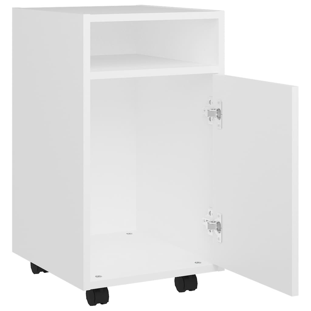 vidaXL Dulap lateral cu roți, alb, 33x38x60 cm, lemn prelucrat