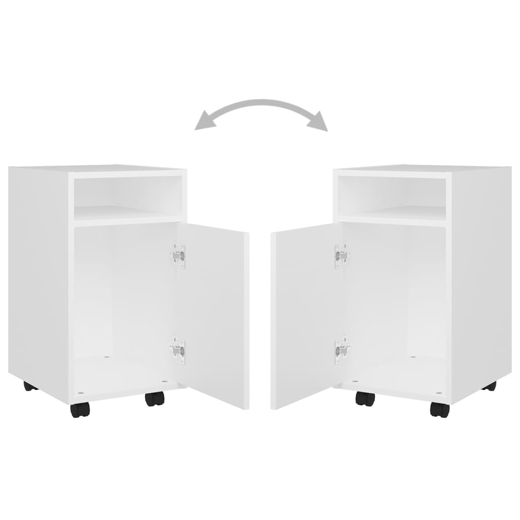 vidaXL Dulap lateral cu roți, alb, 33x38x60 cm, lemn prelucrat