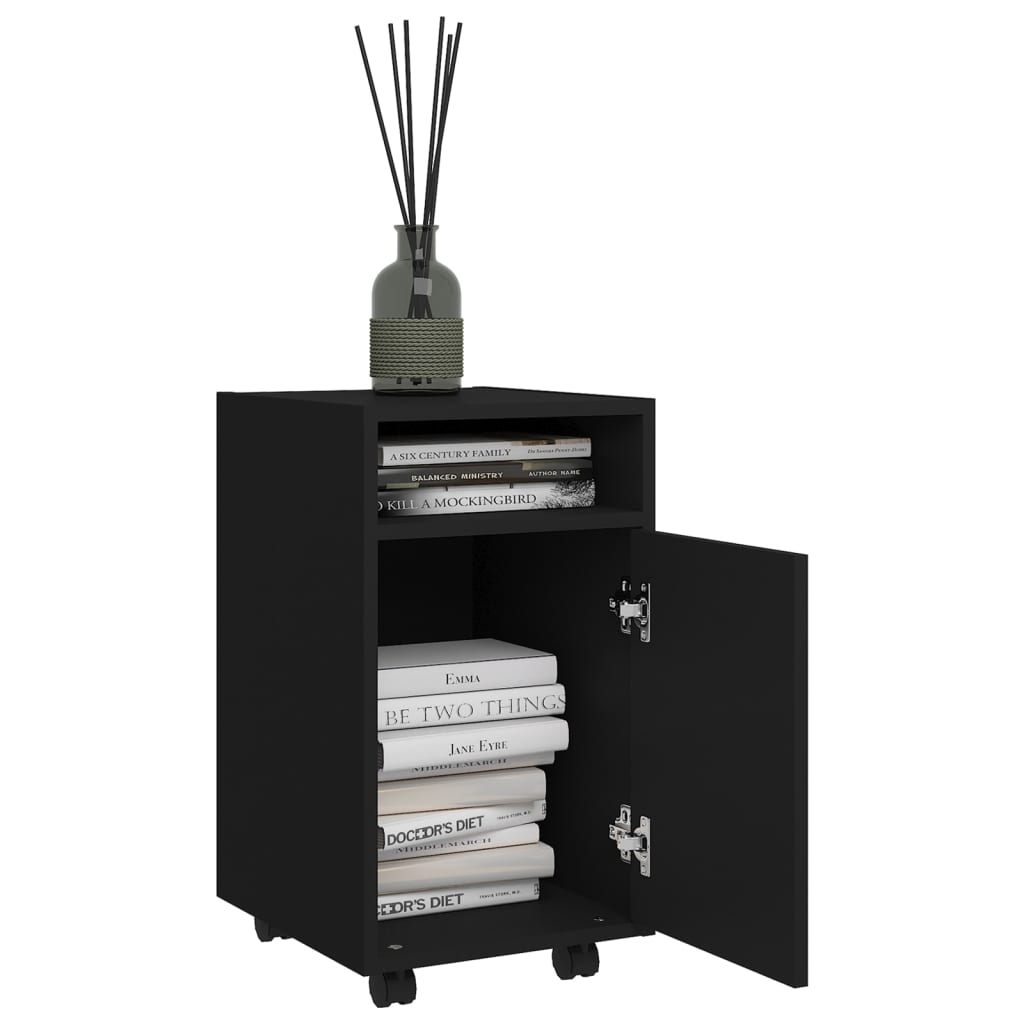 vidaXL Dulap lateral cu roți, negru, 33x38x60 cm, PAL