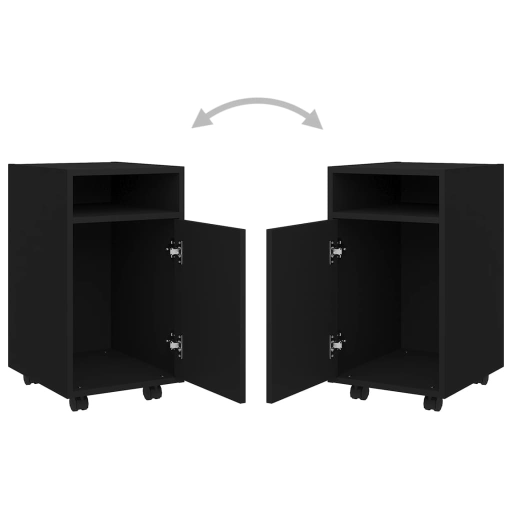 vidaXL Dulap lateral cu roți, negru, 33x38x60 cm, PAL