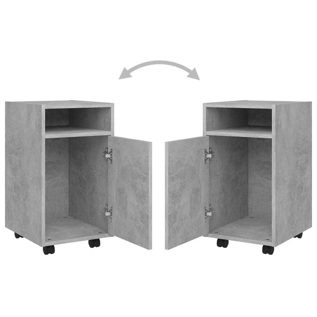 vidaXL Dulap lateral cu roți, gri beton, 33x38x60 cm, lemn prelucrat